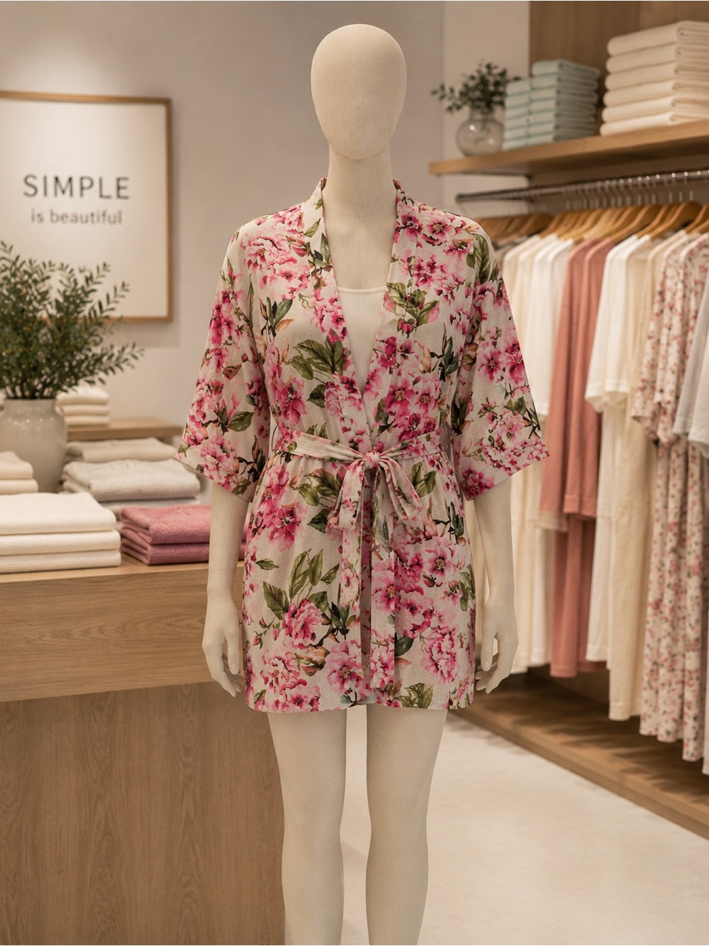 Show Me Your MuMu Pink Floral Tie-Waist Short Robe